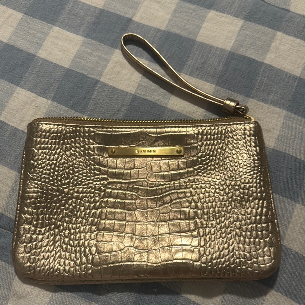Brahmin Gold Crocodile Embossed Wristlet